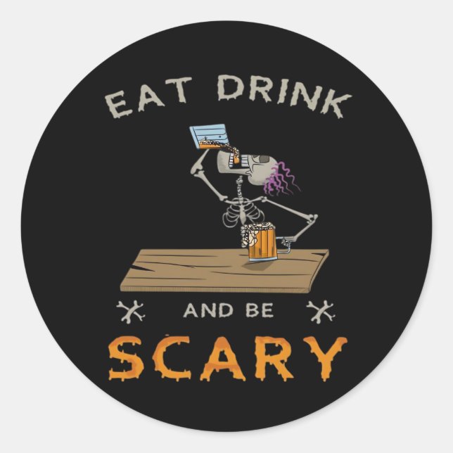Pegatina Redonda Eat Drink And Be Scary Aesthetic Graphic (Anverso)