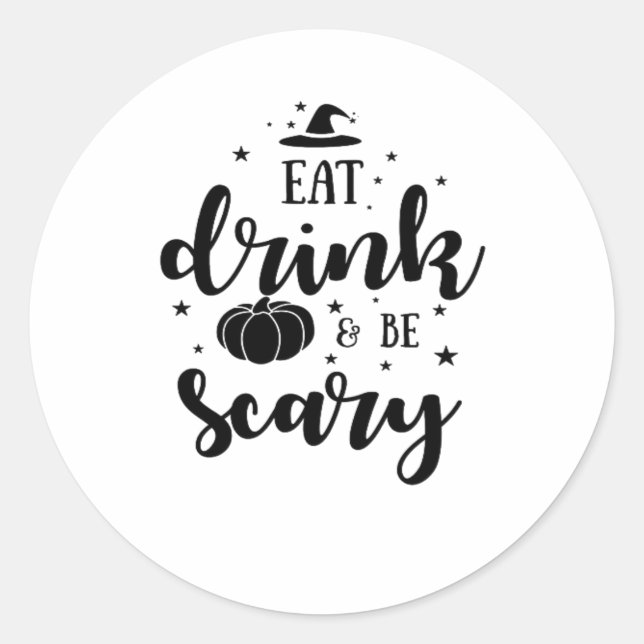 Pegatina Redonda Eat Drink And Be Scary Halloween (Anverso)