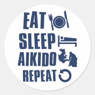 Pegatina Redonda Eat Sleep Aikido