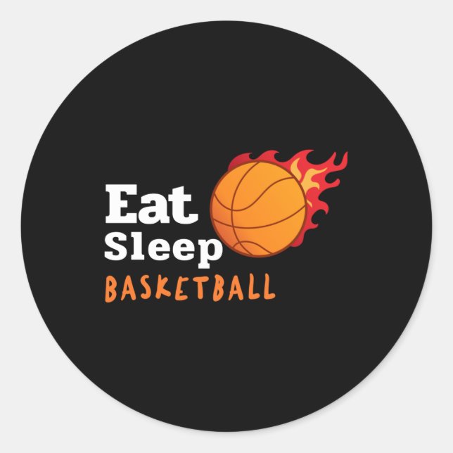 Pegatina Redonda Eat Sleep Basketball (Anverso)