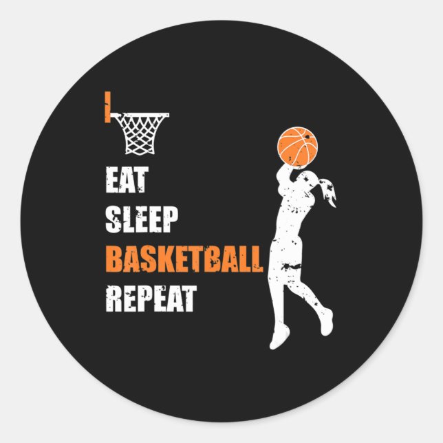 Pegatina Redonda Eat Sleep Basketball Repeat Chicas Basketball Play (Anverso)