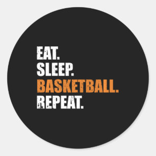 Pegatina Redonda Eat Sleep Basketball Repeat Hoodie