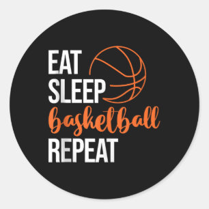 Pegatina Redonda Eat Sleep Basketball Repetir la motivación del dep