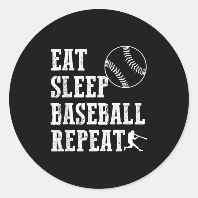 Pegatina Redonda Eat Sleep Béisbol Repetir Batter Life Srts Hustle (Anverso)