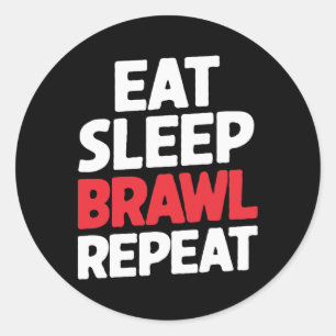 Pegatina Redonda Eat Sleep Brawl Repetir Graciosas Estrellas Video