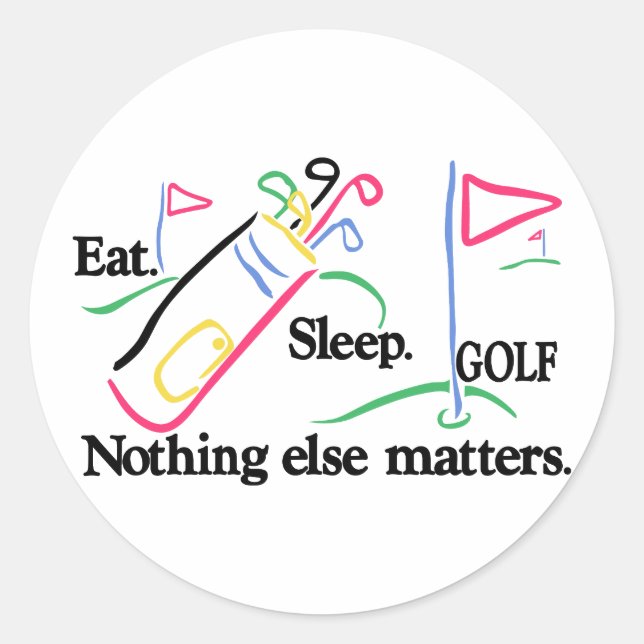 Pegatina Redonda Eat Sleep Golf (Anverso)