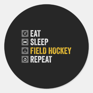 Pegatina Redonda Eat Sleep Hockey Repeat Field Hockey