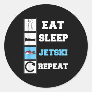 Pegatina Redonda Eat Sleep Jetski Repita Funny Jet Ski