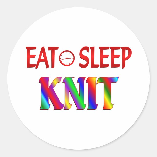 Pegatina Redonda Eat Sleep Knit (Anverso)