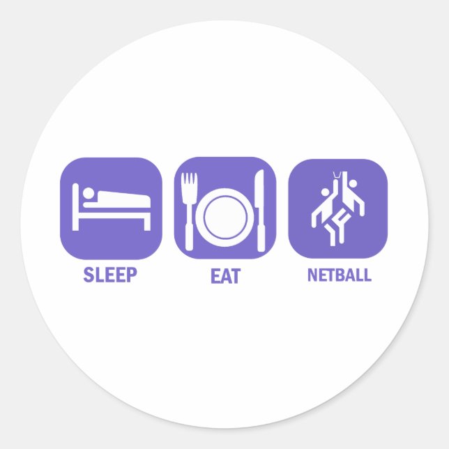 Pegatina Redonda Eat Sleep Netball (Anverso)