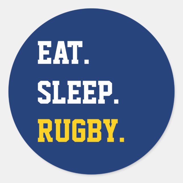 Pegatina Redonda Eat Sleep rugby (Anverso)