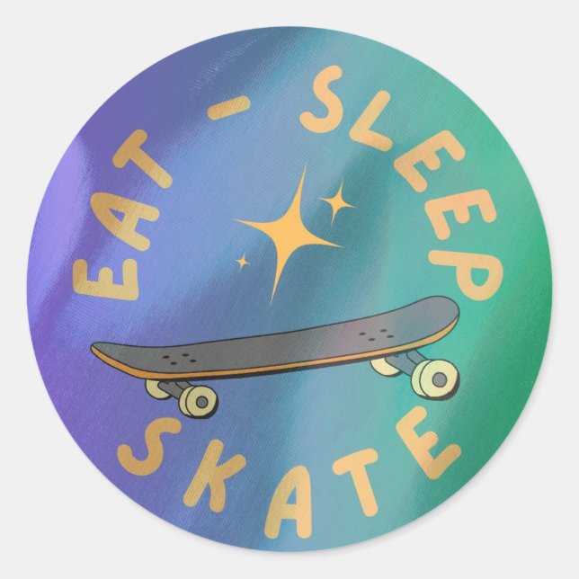 Pegatina Redonda Eat Sleep Skate (Anverso)