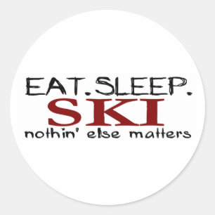 Pegatina Redonda Eat Sleep Ski