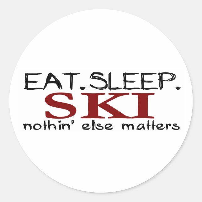 Pegatina Redonda Eat Sleep Ski (Anverso)