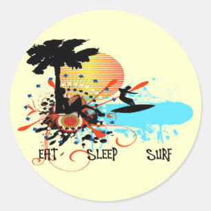 Pegatina Redonda Eat Sleep Surf
