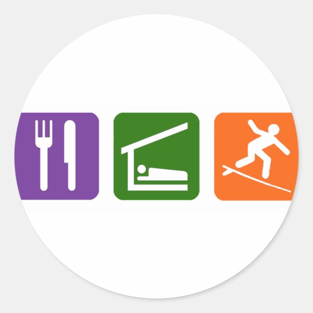 Pegatina Redonda Eat Sleep Surfing (Anverso)