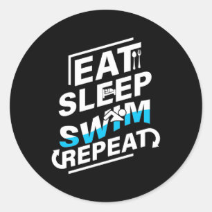 Pegatina Redonda Eat Sleep Swim