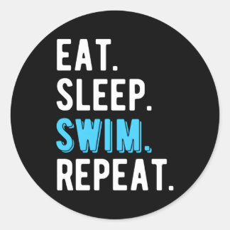 Pegatina Redonda Eat Sleep Swim Repetir nadador
