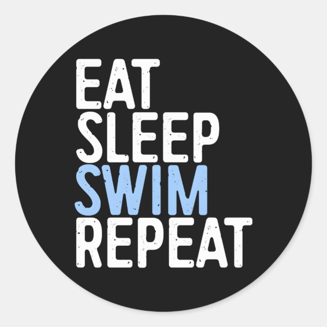 Pegatina Redonda Eat Sleep Swimmer Repetir Gif (Anverso)