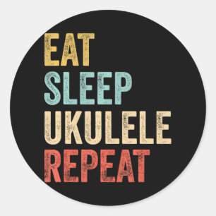 Pegatina Redonda Eat Sleep Ukulele Repite Músico De Uke