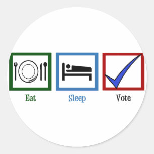 Pegatina Redonda Eat Sleep Vote