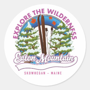 Pegatina Redonda Eaton Mountain Skowhegan, logo de Maine