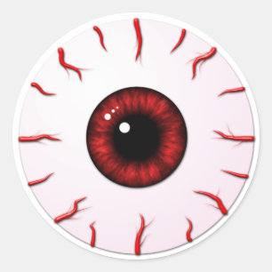 Pegatina Redonda Ébola con iris rojo y venas rojas
