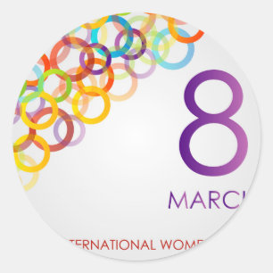 Pegatina Redonda Ecard colorido para el día para mujer