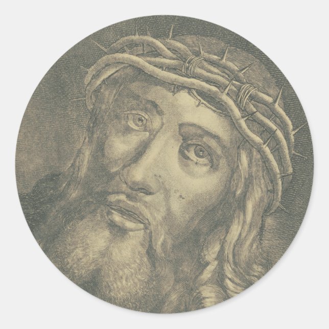 Pegatina Redonda Ecce homo Santa Faz de Jesús (Anverso)