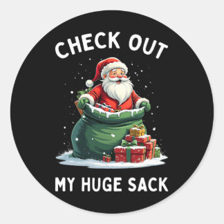Pegatina Redonda Echa Un Vistazo A Mi Enorme Despedida De Papá Noel