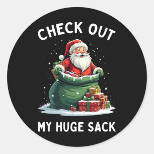 Pegatina Redonda Echa Un Vistazo A Mi Enorme Despedida De Papá Noel