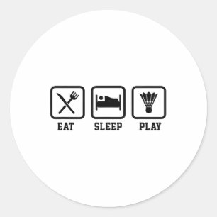 Pegatina Redonda Eche Sleep Play Badminton Player Shuttle Sports Sm