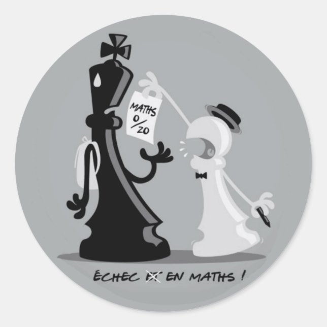 Pegatina Redonda Echeck en maths (Anverso)