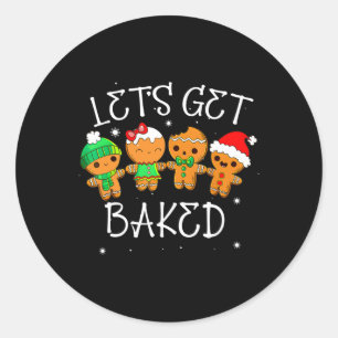 Pegatina Redonda Echemos un vistazo a Cookie Xmas Navidades feos