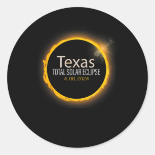Pegatina Redonda Eclipse 2024 Camisa Eclipse Solar Total Texas