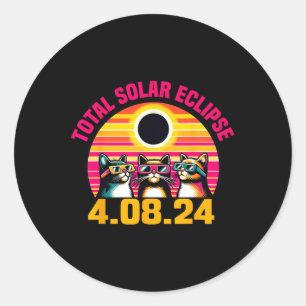 Pegatina Redonda Eclipse 2024 Eclipse total 8 de abril de 2024 Gles
