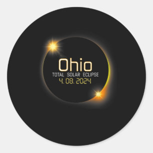 Pegatina Redonda Eclipse 2024 Estado de la camiseta Ohio Eclipse so