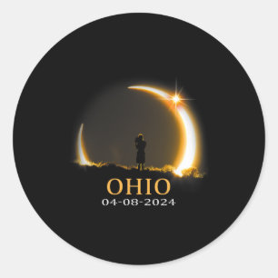 Pegatina Redonda Eclipse 2024 Ohio Eclipse solar total 1