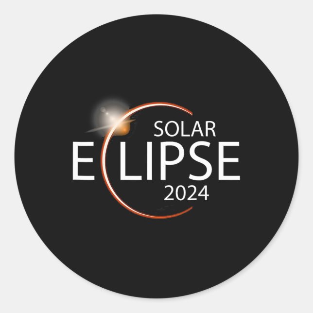 Pegatina Redonda Eclipse 2024 Shirt Fiesta total de eclipse solar (Anverso)