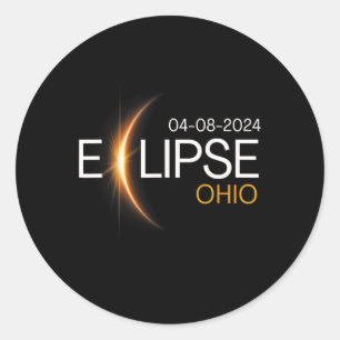Pegatina Redonda Eclipse de la Totalidad Solar de Ohio 2024