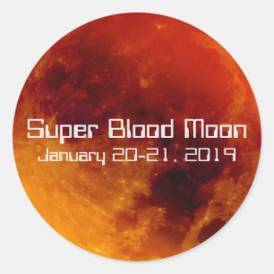 Pegatina Redonda Eclipse de luna Super Sangre 2019