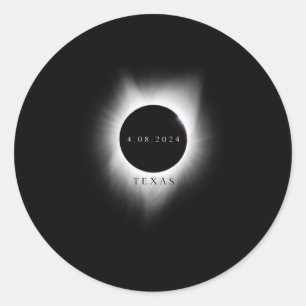 Pegatina Redonda Eclipse de Texas 4.08.24 Eclipse solar total 2024