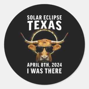 Pegatina Redonda Eclipse De Texas S Abril 8 2024 Estuve Allí Ganado