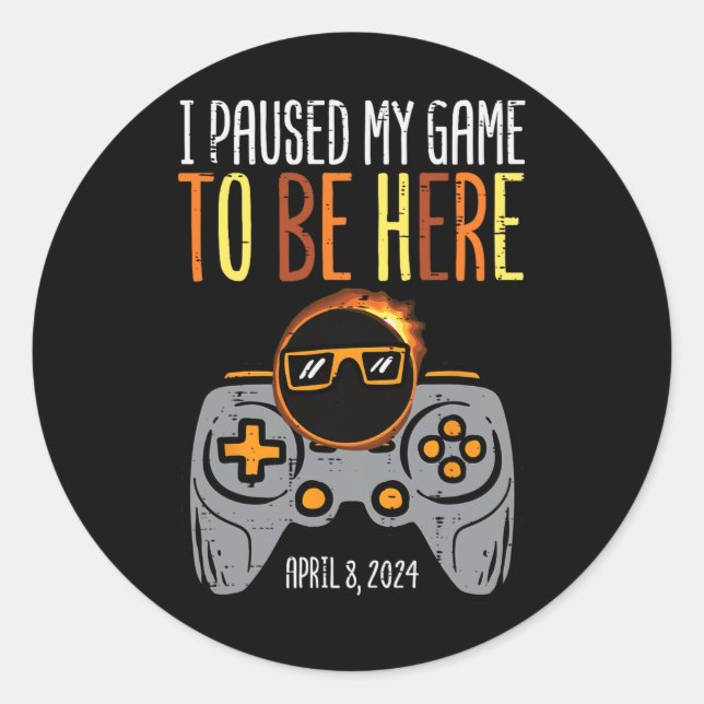 Pegatina Redonda Eclipse Gamer Pasuró Mi Juego Abril 8 Hombres Niño (Anverso)