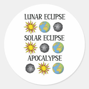 Pegatina Redonda Eclipse lunar Eclipse solar Apocalipsis Espacio di