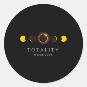Pegatina Redonda Eclipse lunar solar de la totalidad estadounidense