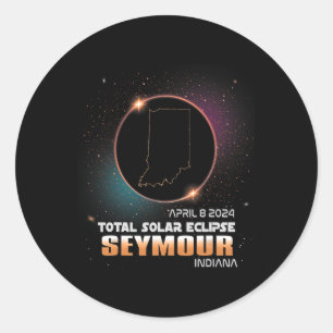 Pegatina Redonda Eclipse Seymour Indiana Eclipse solar total 2024