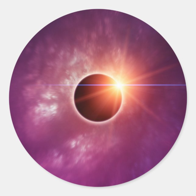 Pegatina Redonda Eclipse solar (Anverso)