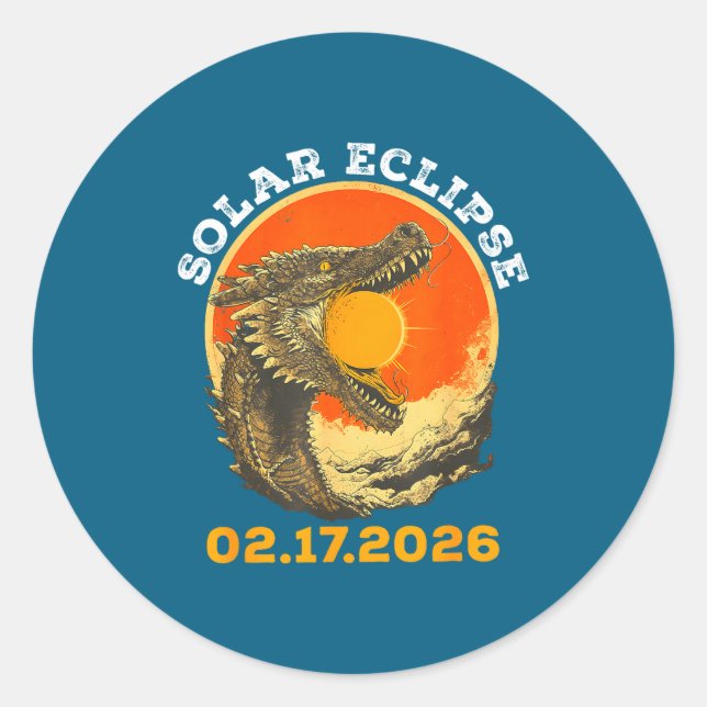 Pegatina Redonda Eclipse Solar 02 17 26 (Anverso)
