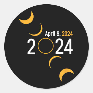 Pegatina Redonda Eclipse solar 2024